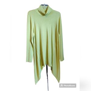 Chico's 2 Mustard Turtleneck Hi Lo Sweater